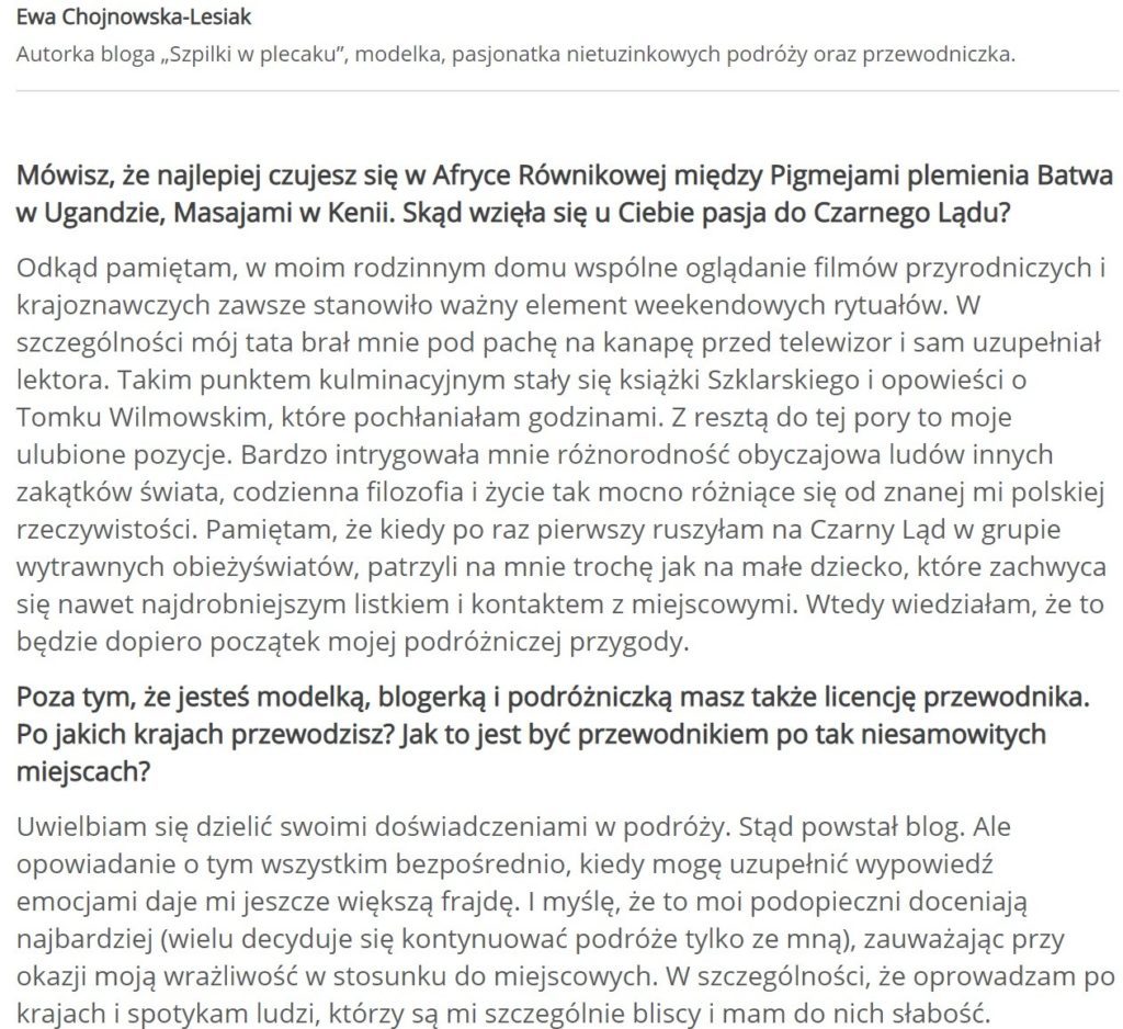 Ewa Chojnowska-Lesiak Szpili w Plecaku - poznawanie lokalnych kultur